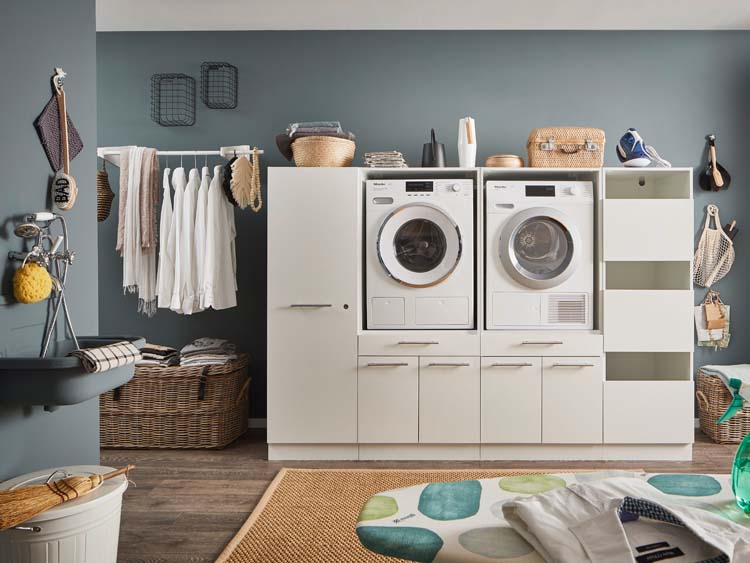 Wasmachine kast Decowash set 16 wit 235x67,5x162cm