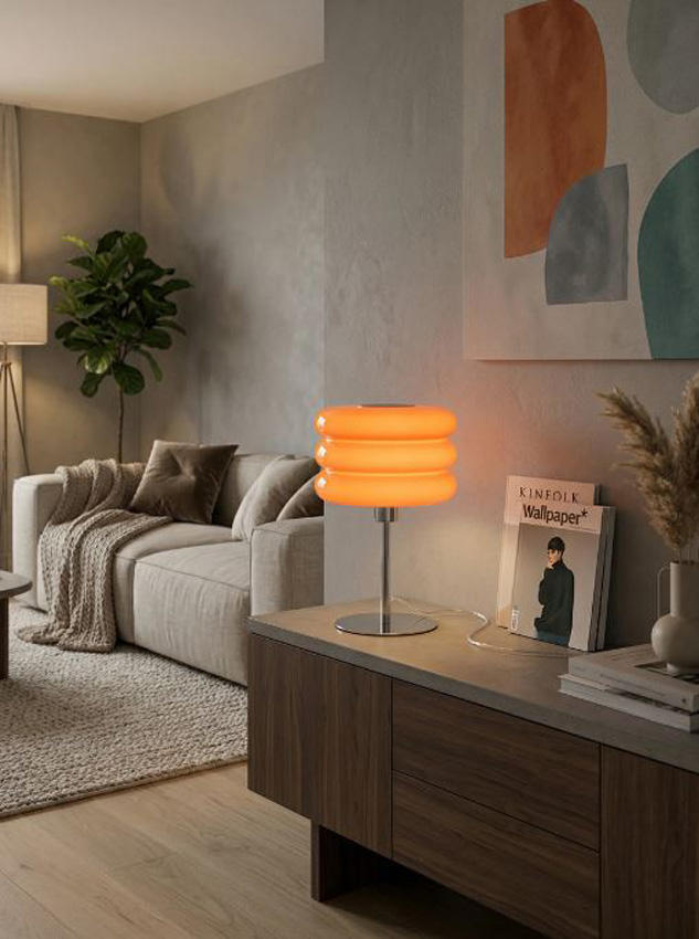 Lampe de table - orange/chrome - Ø20x30cm - dimmable - E27 - 1x40W