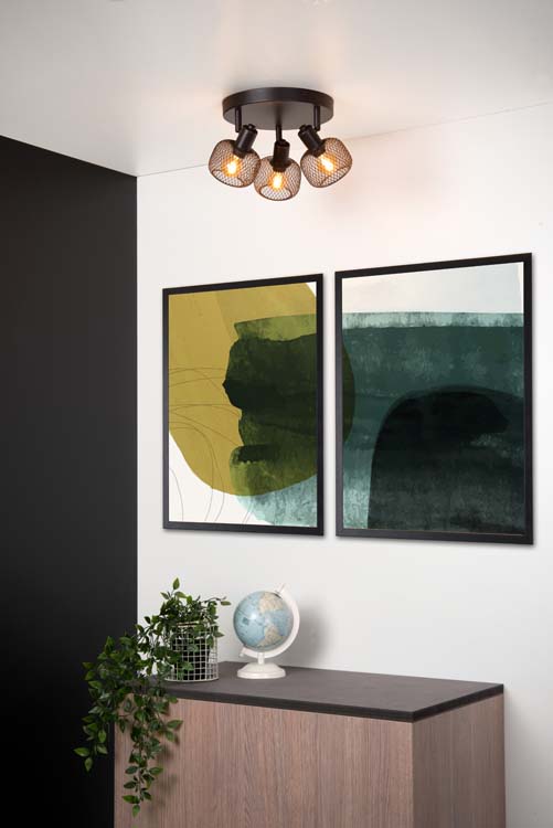 Plafondlamp - zwart - Ø37cm - dimbaar - 3xE14 - 25W