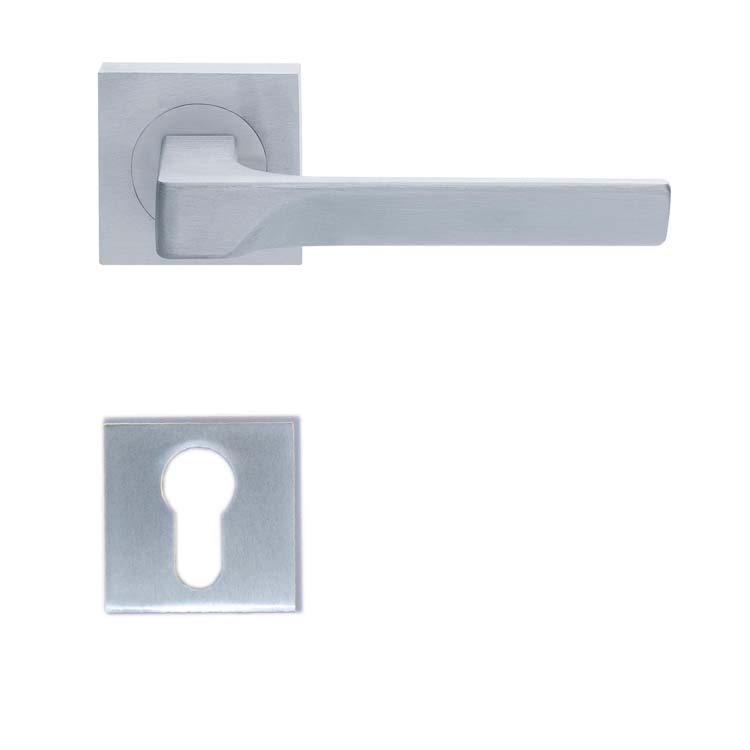 Poignée de porte pro foudre chrome brossé rosace cylindre