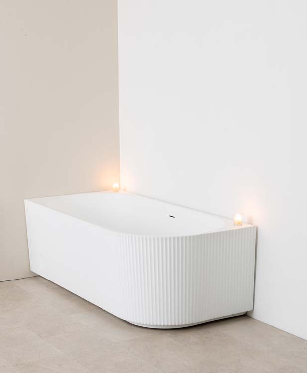 Hoekbad Chris mat wit geribbeld links 170x80cm