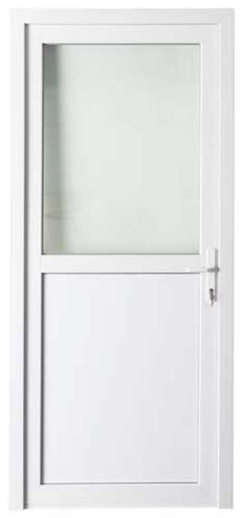 Porte extérieure semi-vitrée PVC verre clair blanc 880x2180mm ouvrant à droite