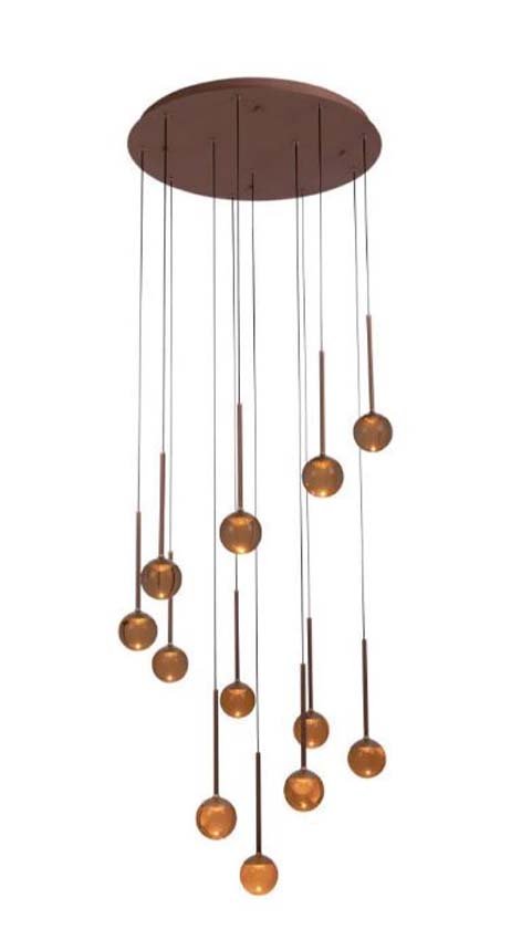 Lucide Premium CALINA - Suspension - Ø69,9cm - LED Dimmable - CCT - 12x7W 2200K/3300K - Brun café