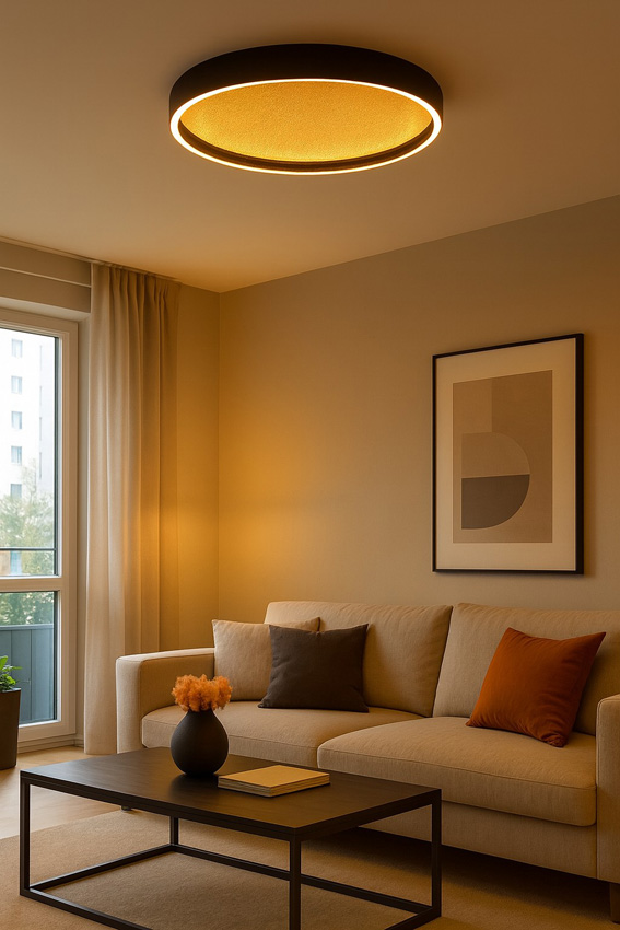 Plafondlamp - zwart/goud - Ø60cm - dimbaar - LED - 1x60W - 3000K