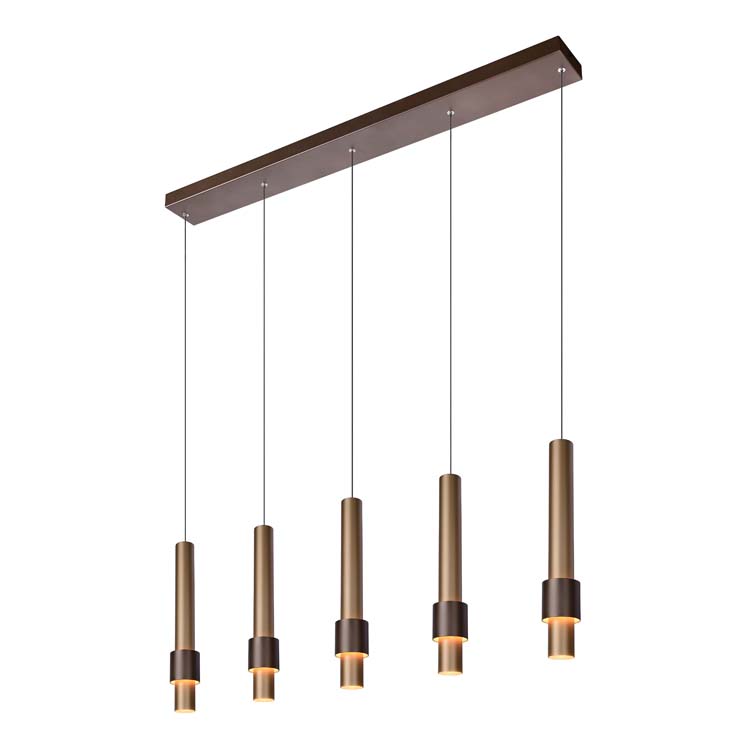 Lucide MARGARY - Hanglamp - LED Dimb. - 5x4,2W 2700K - Koffie