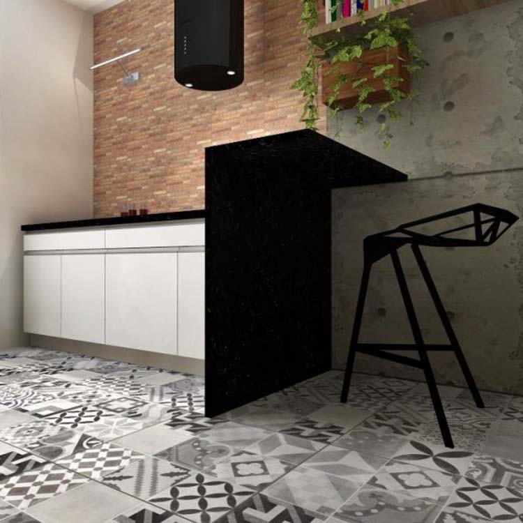 Carrelage de sol et mural Swing Nero à motif gris 60x60cm