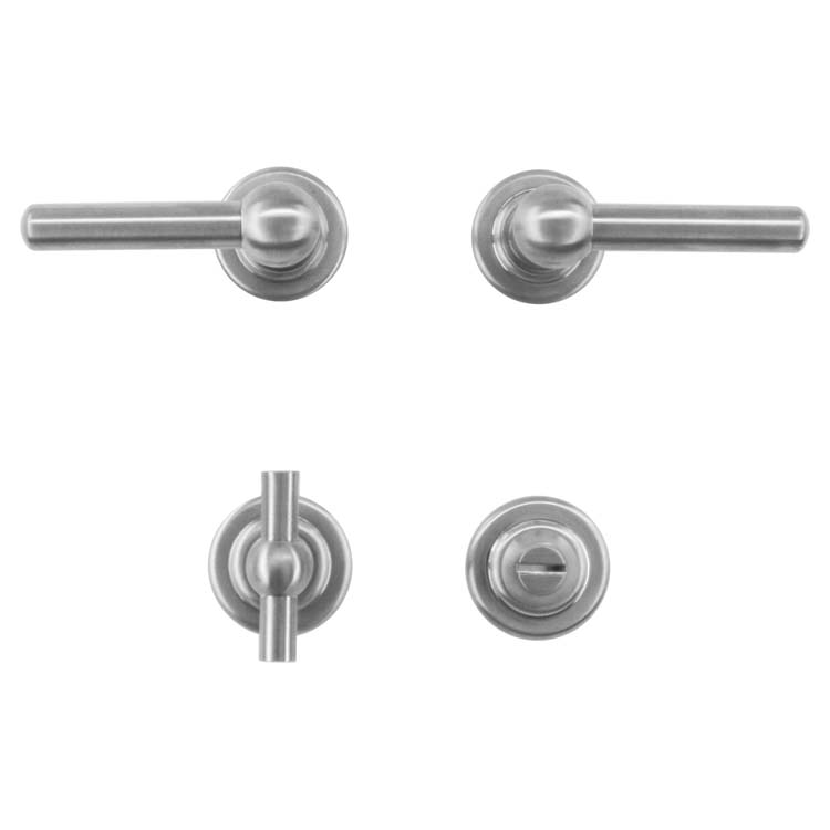 Deurkruk pro pienza oud model L+L inox look met WC-slot