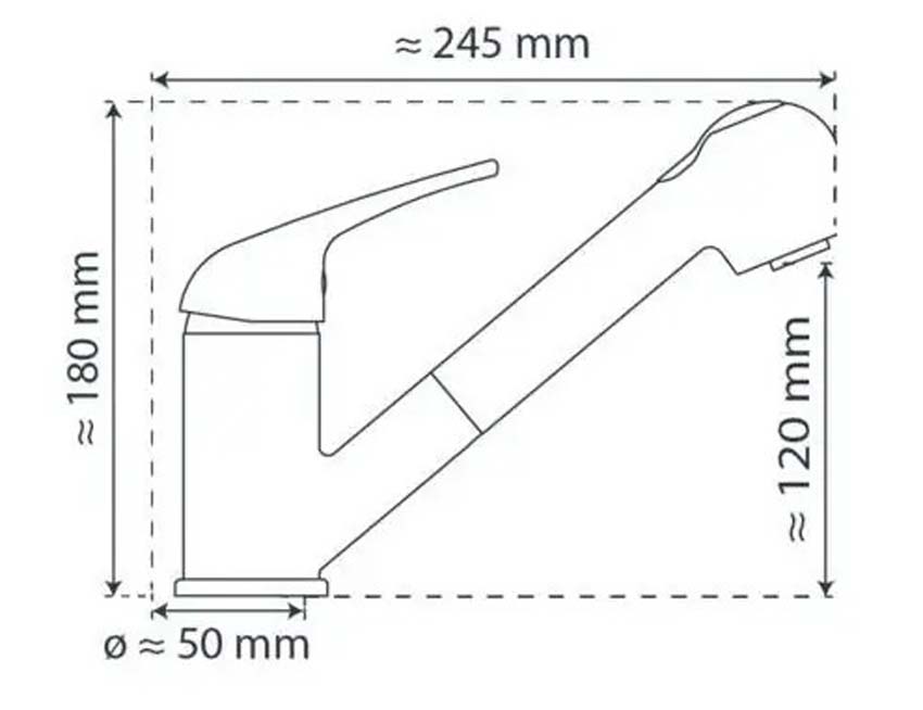 Keukenkraan Stevie chroom met uittrekbare uitloop