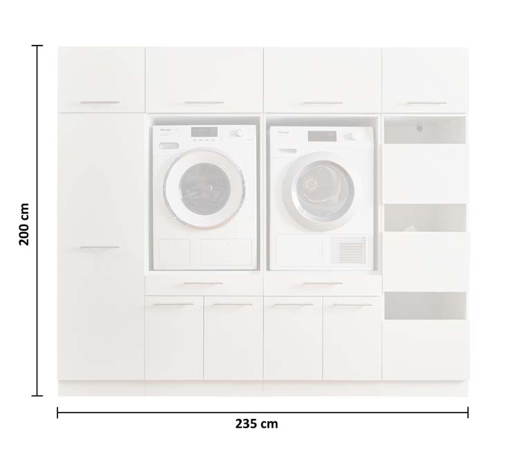 Meuble pour buanderie Decowash set 17 blanc 235x67,5x200cm