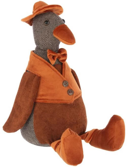 Deurstopper zittende eend polyester roestbruin 17x27x37cm