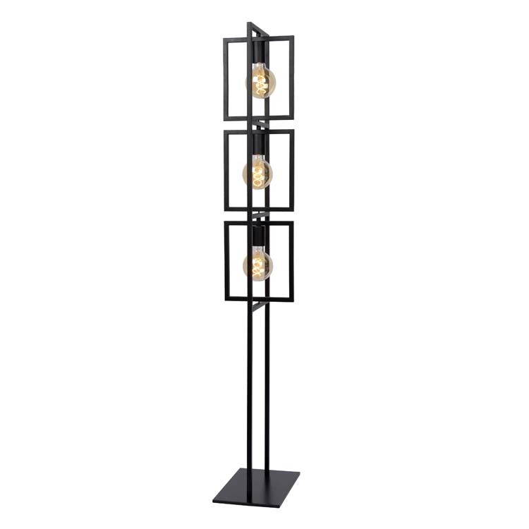 Vloerlamp - 3xE27 - Zwart