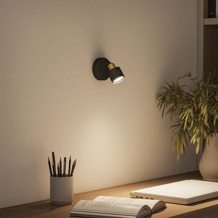 Spot en saillie - Noir/or - 10,9x10x8,6cm - GU10 - 1x35W