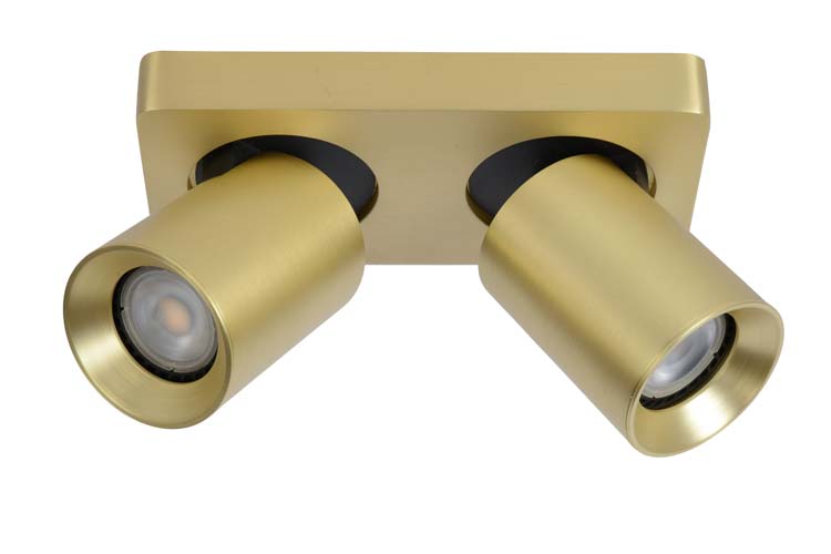 Lucide NIGEL - Spot plafond - LED Dim to warm - GU10 - 2x5W 2200K/3000K - Or Mat / Laiton