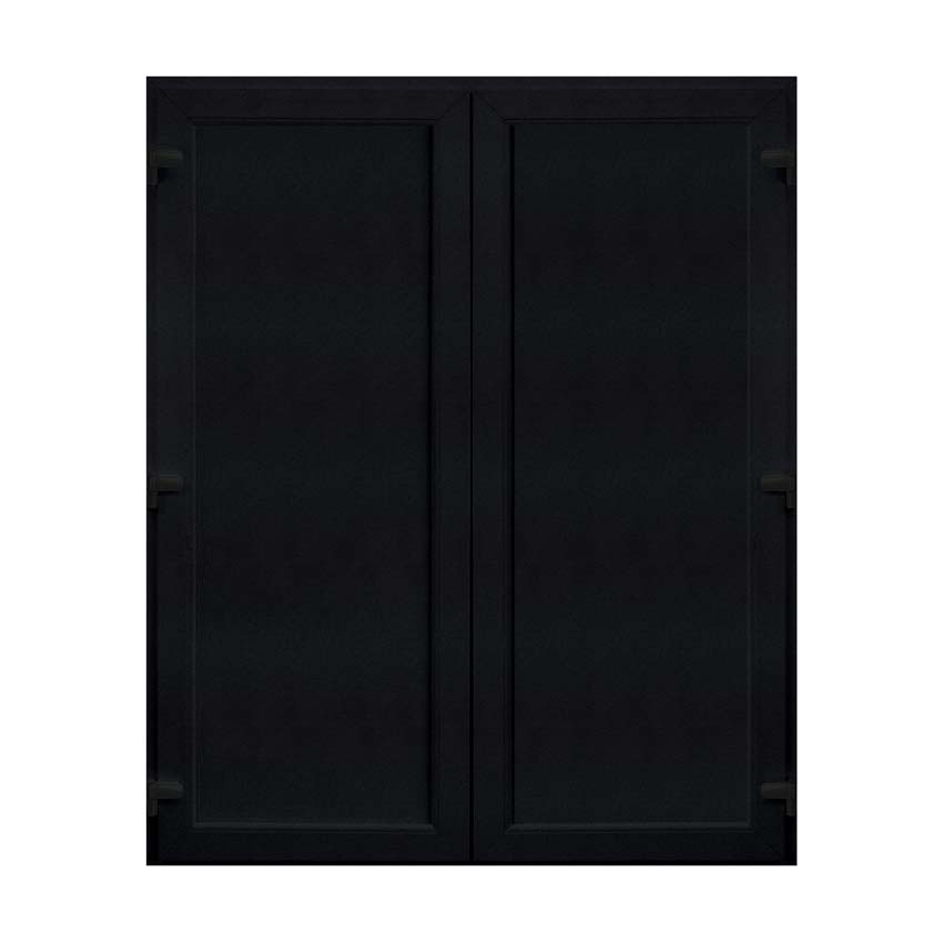Porte extérieure double panneau lisse PVC noir 1800x2100mm ouvrant à gauche