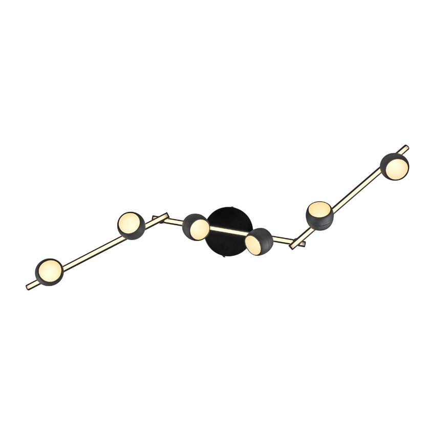Opbouwspot - zwart - 40,5-111cm - dimbaar - 6x5,53W - 3000K