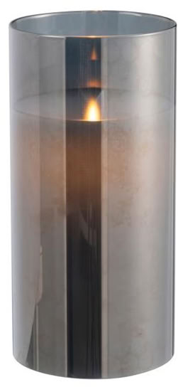 Ledlamp blinkend glas grijs H20 cm