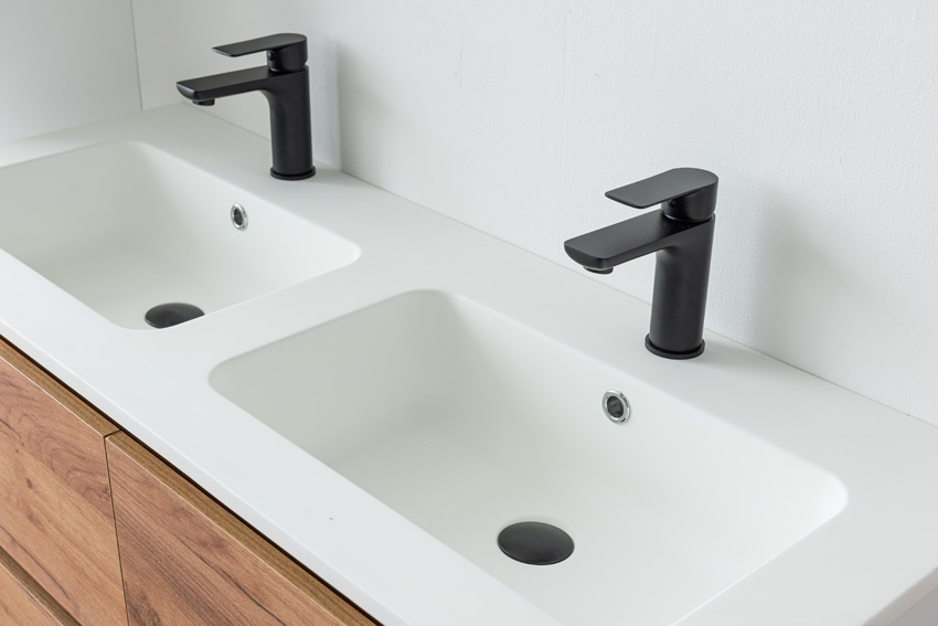 Badkamermeubel Treviso eik/wit met dubbele wastafel mat wit 120cm