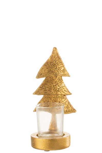Chandelier arbre Noël polystone or small 8.5x8.5x17.5 cm