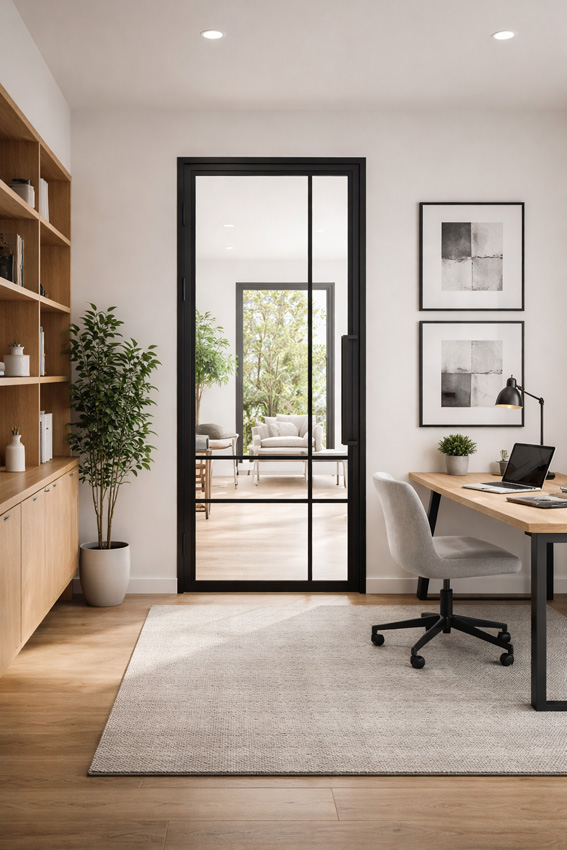 Stalen binnendeur 6W asymmetrisch Tara 880 x 2040 mm rechts