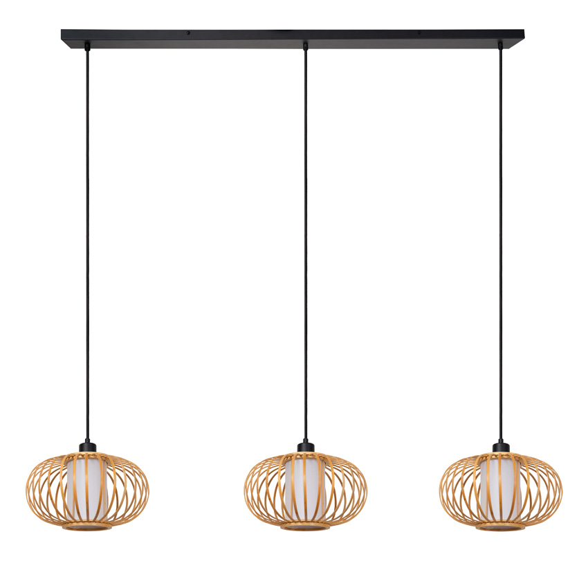 Lucide Essential Thuline - Hanglamp - 3xE27 - Lichte houtlook
