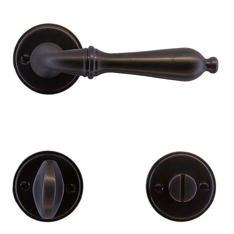 Poignée de porte pro amalfi carbon noir avec serrure toilette