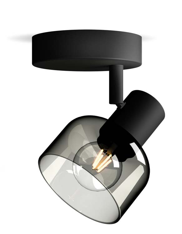 Opbouwspot - glas kort - dimbaar - E14 - 1x25W - excl lamp - zwart