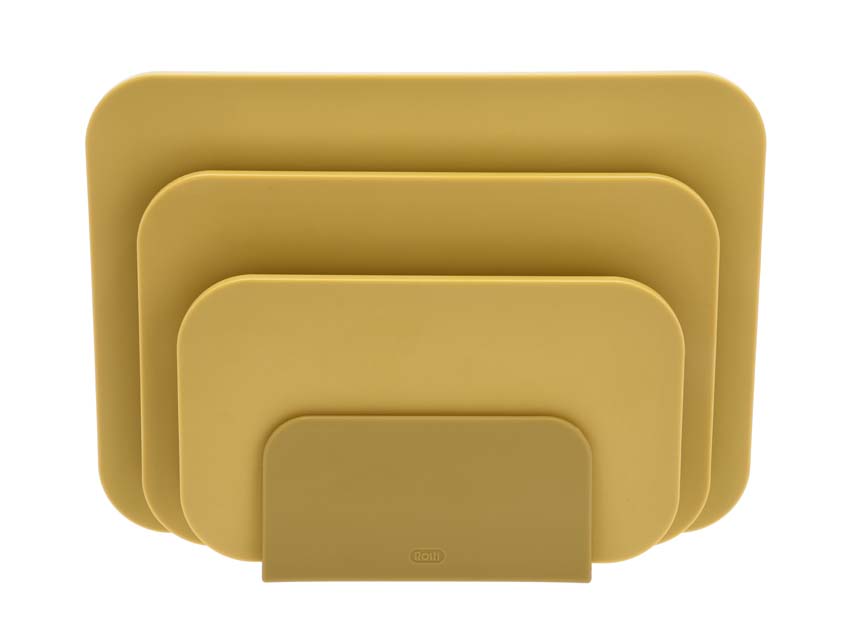 Planche à découper plastique jaune 35x25cm set de 3