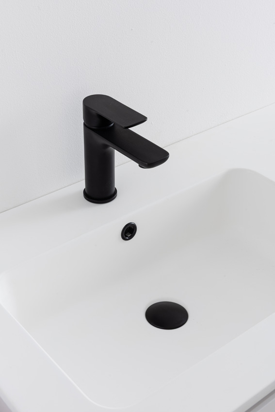 Badkamermeubel Bianca mat wit hangend met enkele wastafel mat wit 120,5cm