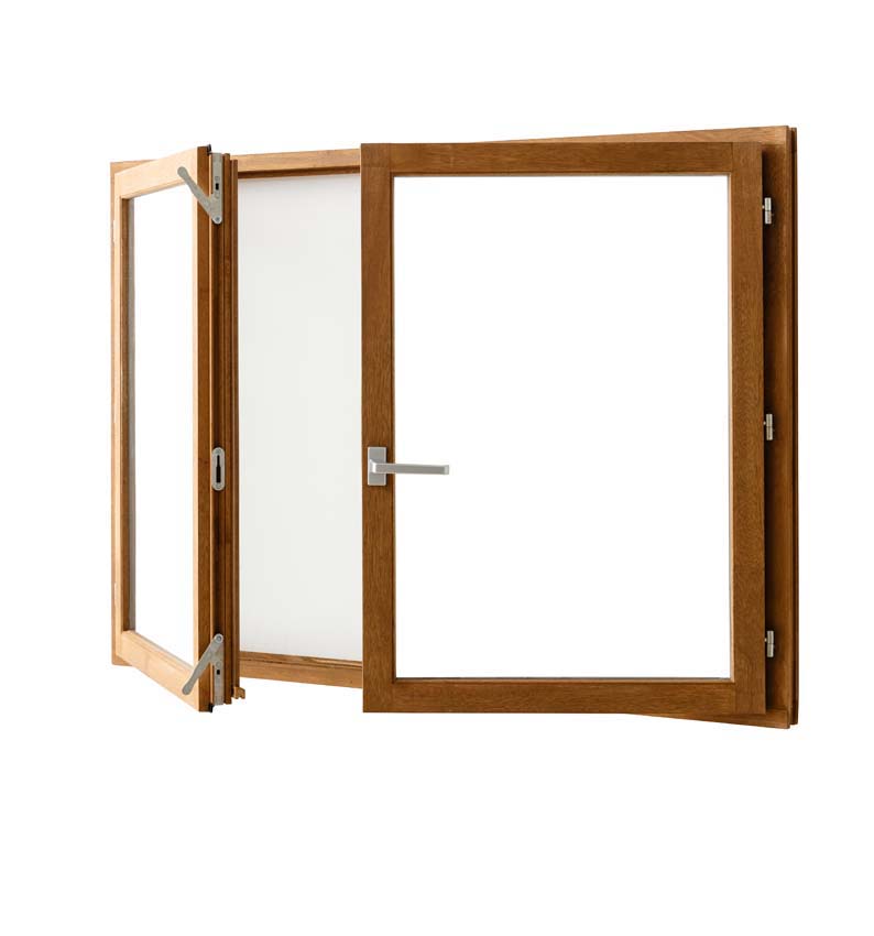 Fenêtre tournante à 2 vantaux Trae bois Meranti 55mm naturel L1200xH1000mm ouvrant à droite