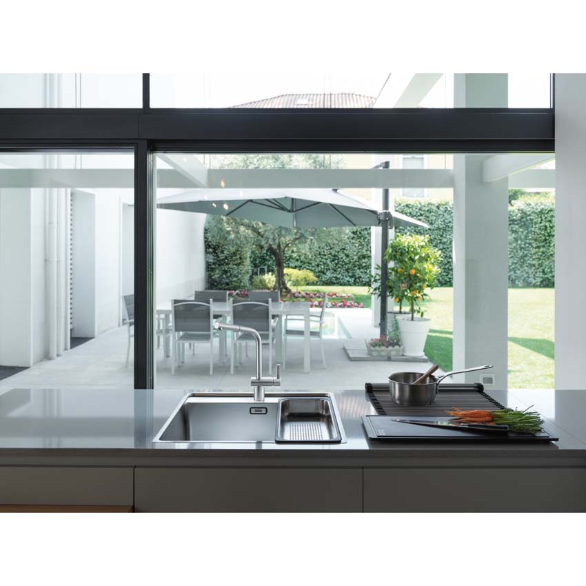 Keukenkraan Franke Atlas Neo inox met uittrekbare uitloop