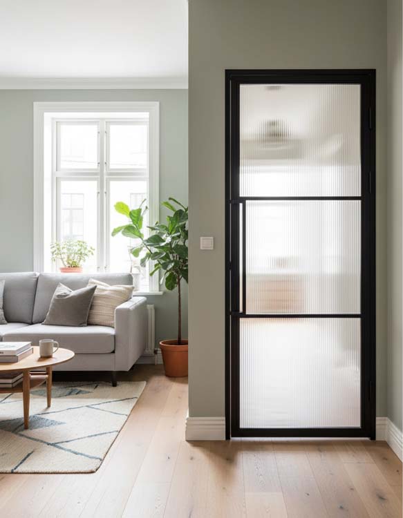 Porte intérieure Fer forgé 3W Thalia verre strié 880 x 2040 mm Gauche