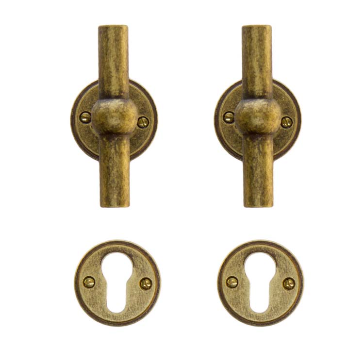 Poignée de porte pro grado T+T vieux jaune rosace cylindre
