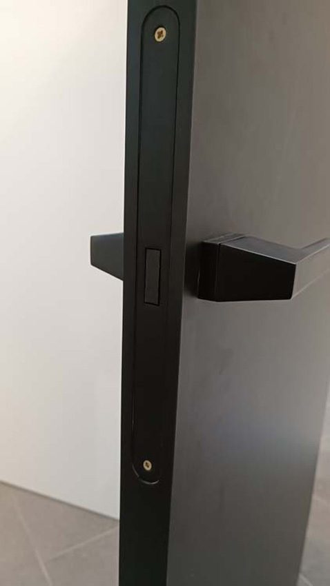 Porte intérieure complète Invisible Flat noir 201,5x73cm tubulaire réversible + châssis 20cm