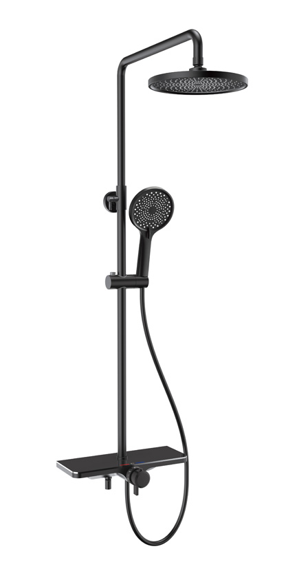 Colonne de baignoire et douche Vicente thermostatique noir mat