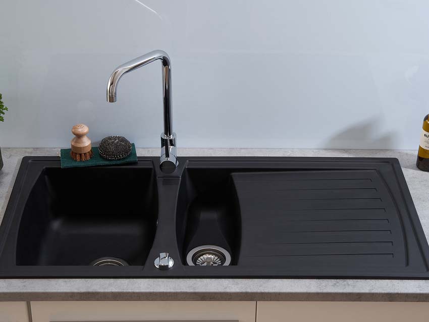 Spoelbak Nils zwart 1,5 bak 100x50cm