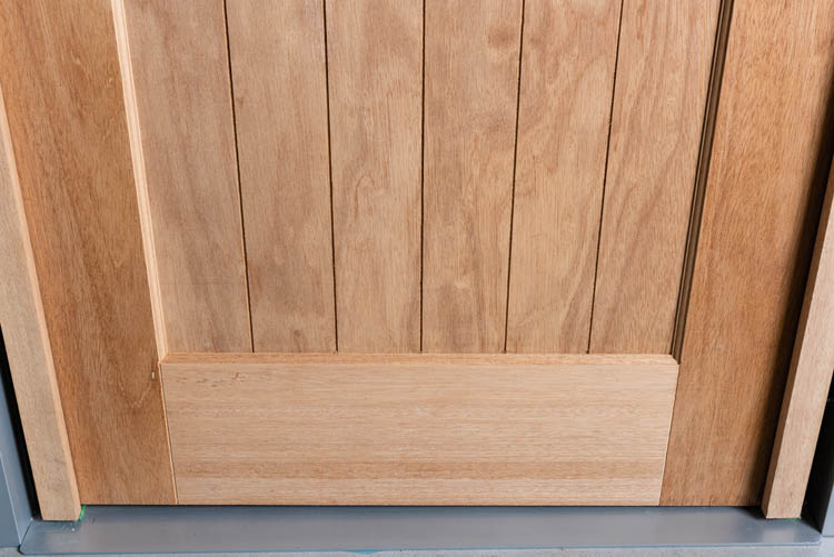 Houten buitendeur meranti natuur helder glas 940x2145mm rechts duwend