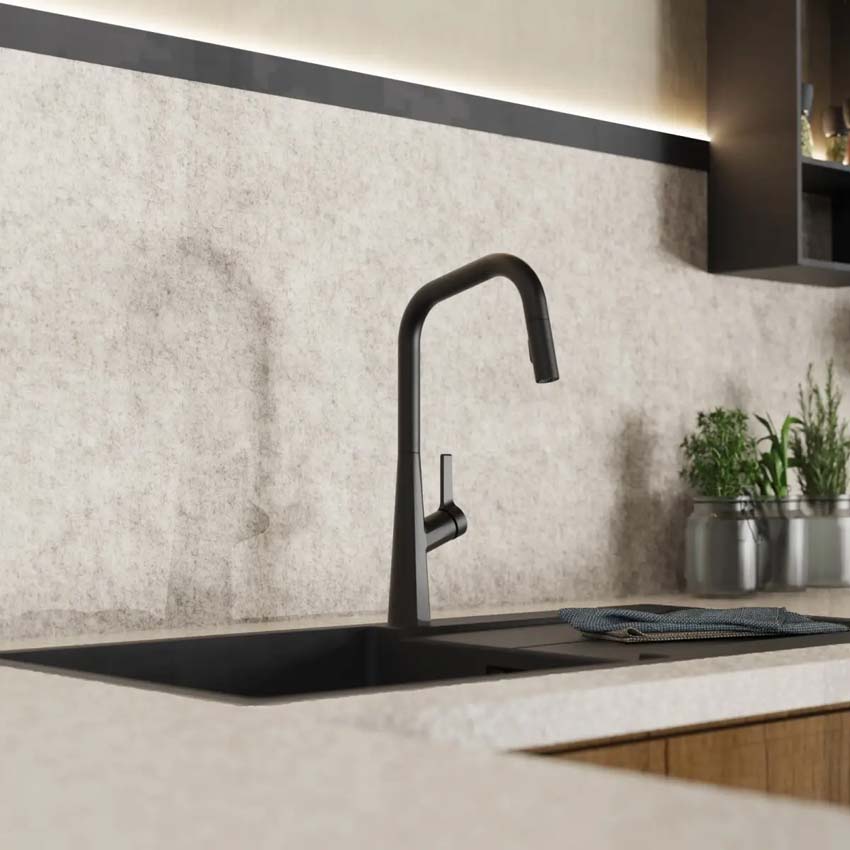 Robinet de cuisine Wasserwerk WK 9 Edge noir mat avec bec extractible