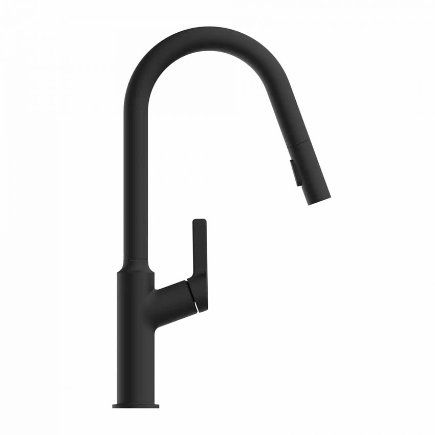 Robinet de cuisine Wasserwerk WK 12 noir mat avec bec extractible