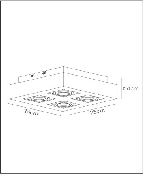 Plafonnier - blanc - dimmable - LED - GU10 - 4x5W - 2200/3000K