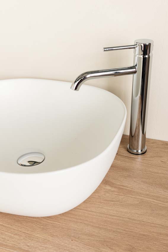 Meuble de salle de bains Bella chêne suspendu avec double vasque à poser blanc mat 150cm