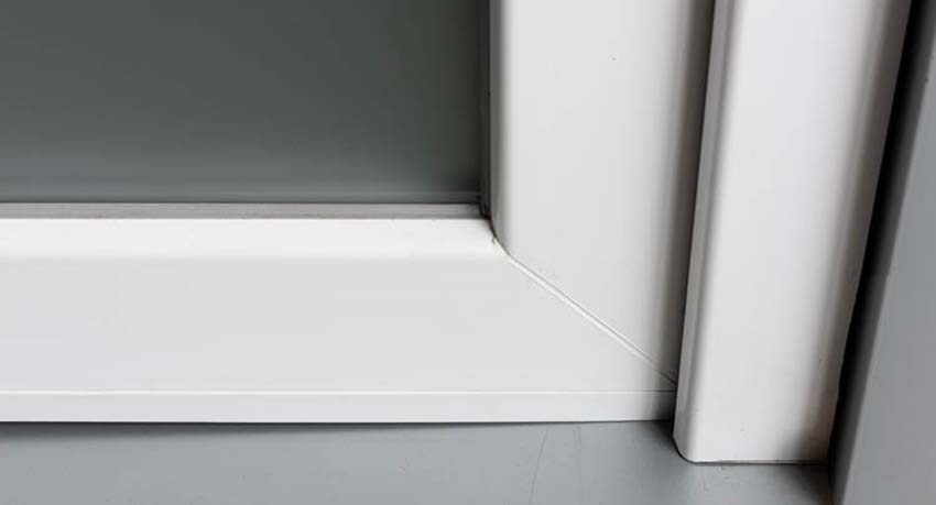 Porte extérieure 3 parties PVC verre clair blanc 980x2180mm ouvrant à droite