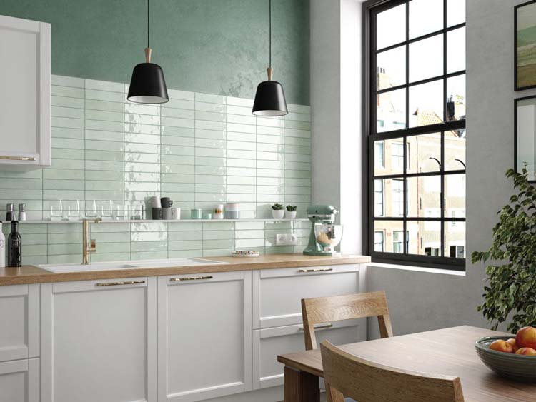 Wandtegel Beccy Seaglass glanzend mint 6x24,5cm