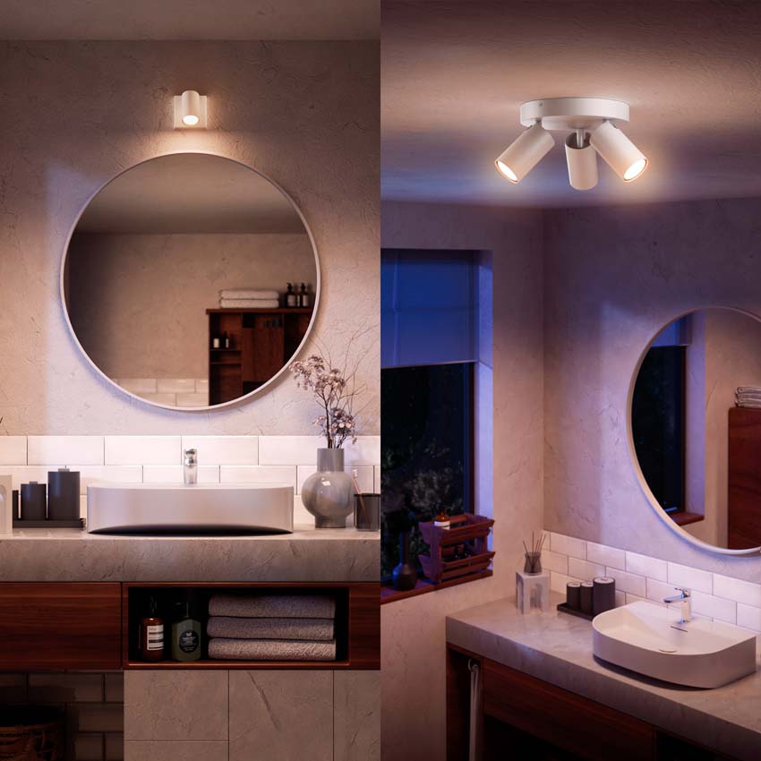 Spot plafond salle de bains blanc 3 spots ronde IP44