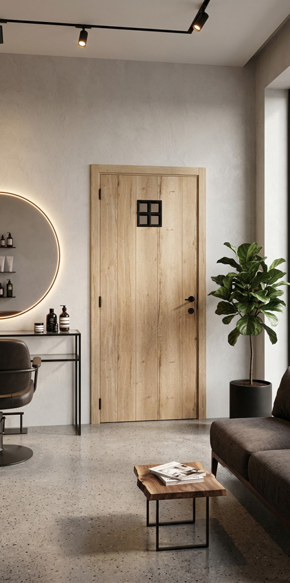 Porte intérieure complète Realwood Oak 4500 verre mat 201,5x78cm tubulaire réversible + châssis 20cm