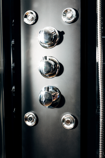 Douchecabine Asterix thermostatisch hoek zwart schuifdeuren 90x90x226cm