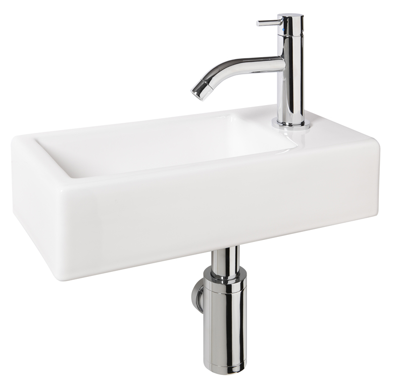 Lave-mains Savi céramique blanc 8x36x18cm set complet