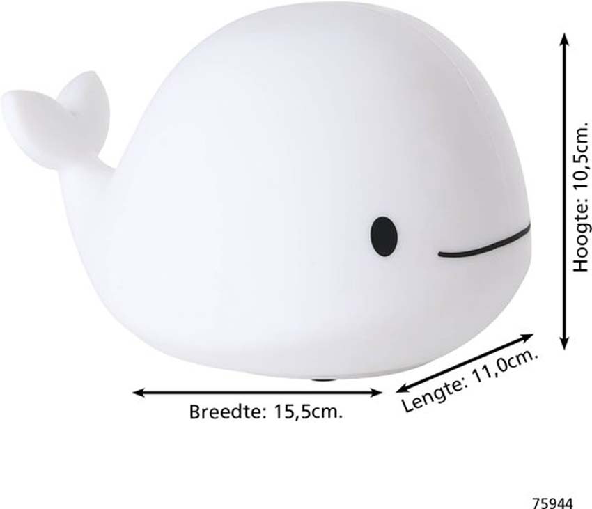 Lampe de table Dauphin - Blanc - H10,5cm - Dimmable - LED - 1x5W - RGB/3000K - USB