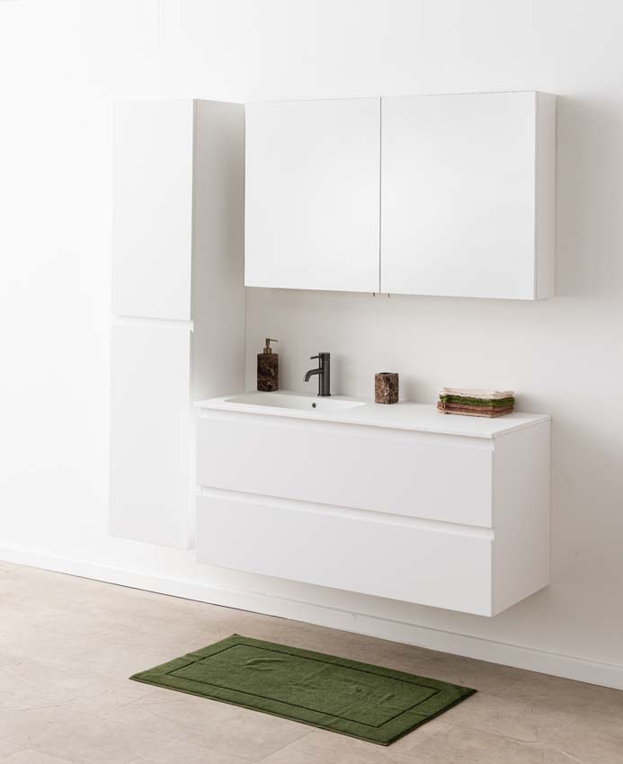 Meuble de salle de bain Tibo blanc avec lavabo simple blanc mat 120cm