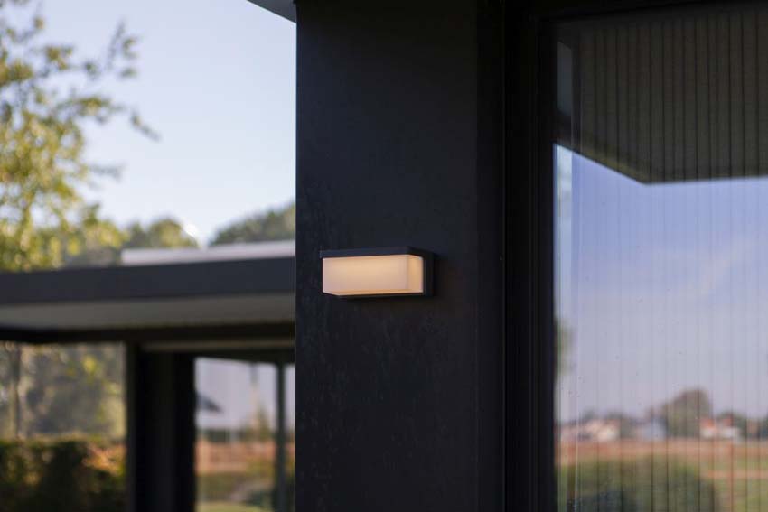 Wandlamp buiten - grijs - H8,5cm - LED - 1x9W - 3000K - IP44