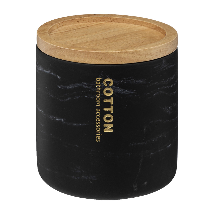 Wattenschijfhouder Eliza polyresin zwart 9,8x9,8x11cm